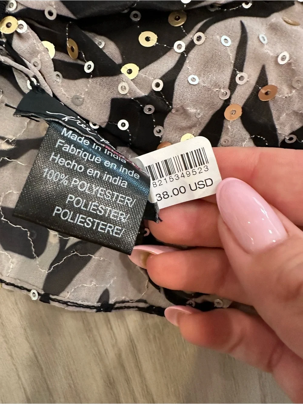 Free People Black Sequin Bandeau Top